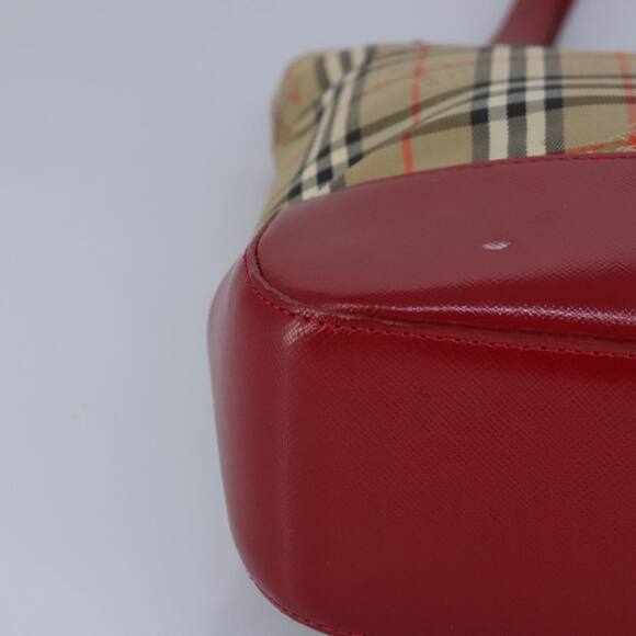 Burberry Nova Check Tote Bag Canvas Leather Beige Red - Picture 9 of 16